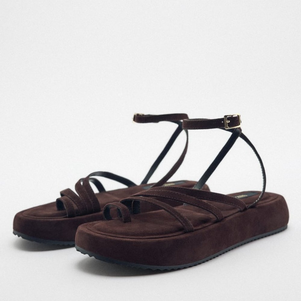 Zara Brown Strappy Sandals